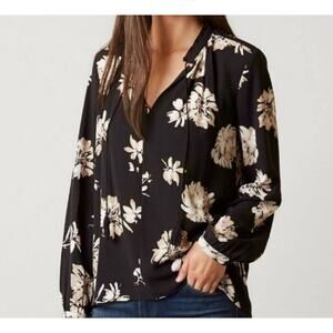 Lucky Brand Black & White Peasant Blouse Size Sm